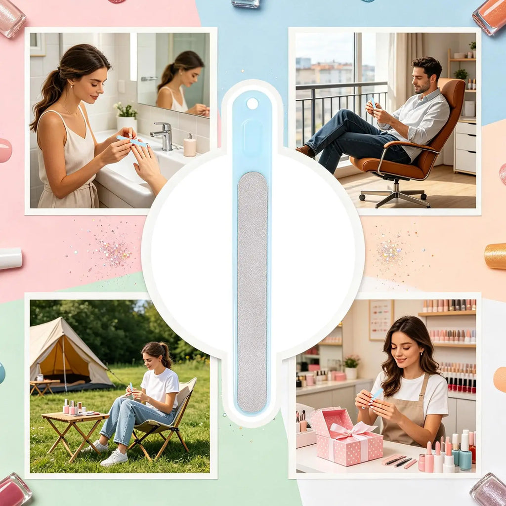 unisex Rectangular Non-Slip Handle Nail File, Portable Manicure Pedicure Tool for Home Travel Business Trip Daily Care, Gift Vue