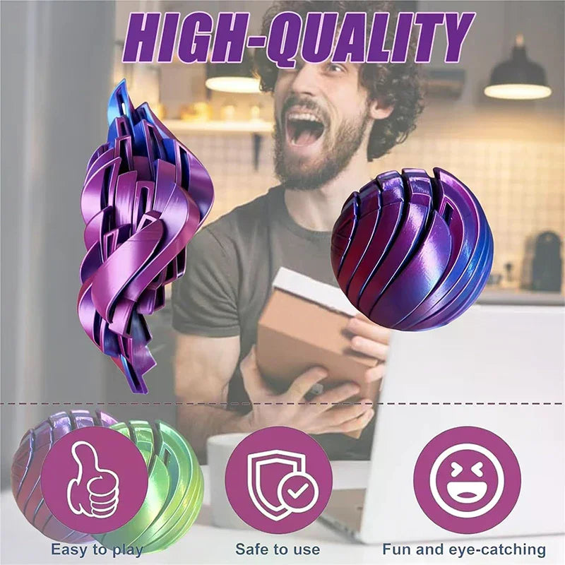 Slime Ball Fidget Toy 3D Printed Twistsphere Fidget Toy Gear Liquid Flow Ball With Rotating Design Anxiety Relief Toys For Offic Vue