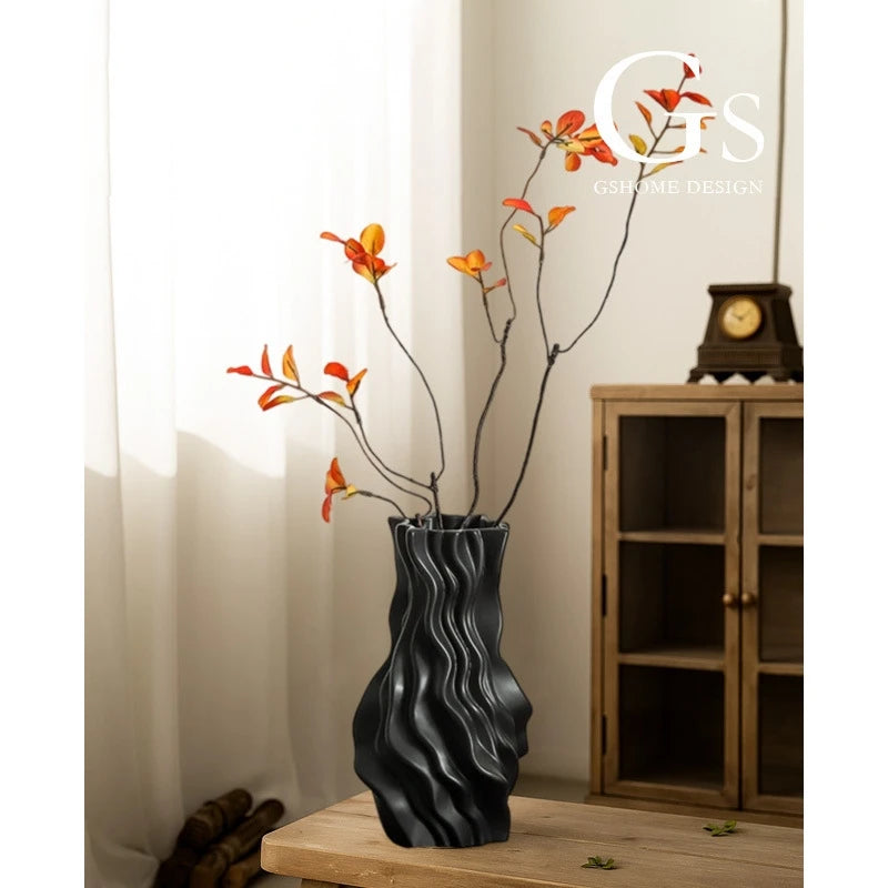 Ceramic Minimalist Flower Vase Luxury Wabi Sabi Design For Entryway Living Room TV Console Centerpiece Home Decor For Women Gift Vue