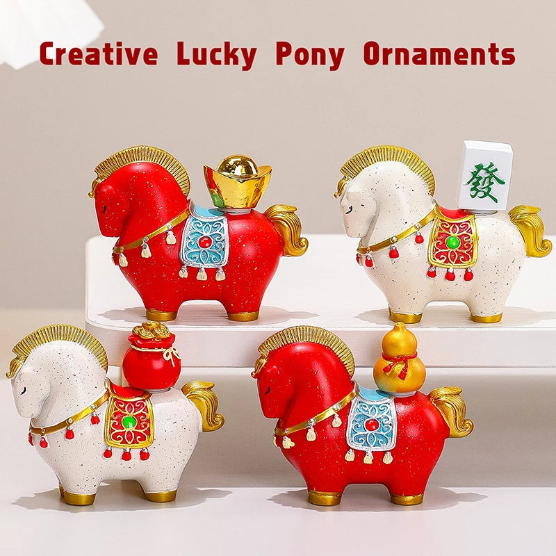Creative Transfer Zodiac Horse Back Lucky Bag Ingot Can Be Rotated Home Decoration Office Desktop Decoration Vue