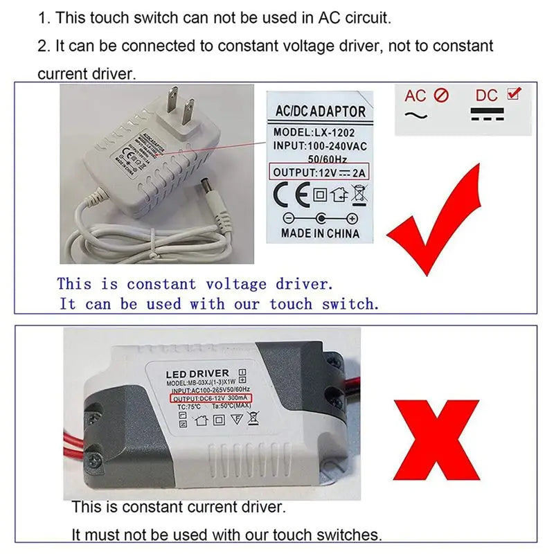 ABKW-4Pcs Touch Dimmer Switch DC3.7V 5V 12V Stepless Dimmer Switch Sensor For LED Light, RV, Cabinet, Wardrobe And Strip Vue