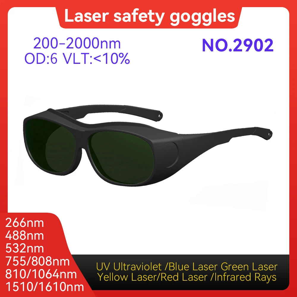 Laser Goggles ANSI Z87.1 Approved OD7+ 800-1100nm Impact-Resistant PA Frame Laser Lenses for High Power Fiber Laser Cutting Vue Model 2902 OD6