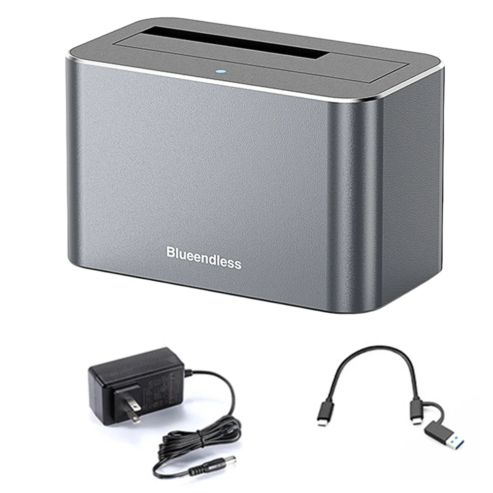 Hard Drive Dock USB3.0 To SATA External Hard Drive Docking Station SAS To USB 3.0 Adapter for 2.5 & 3.5 Inch SATA/SAS HDD SSD Vue Grey