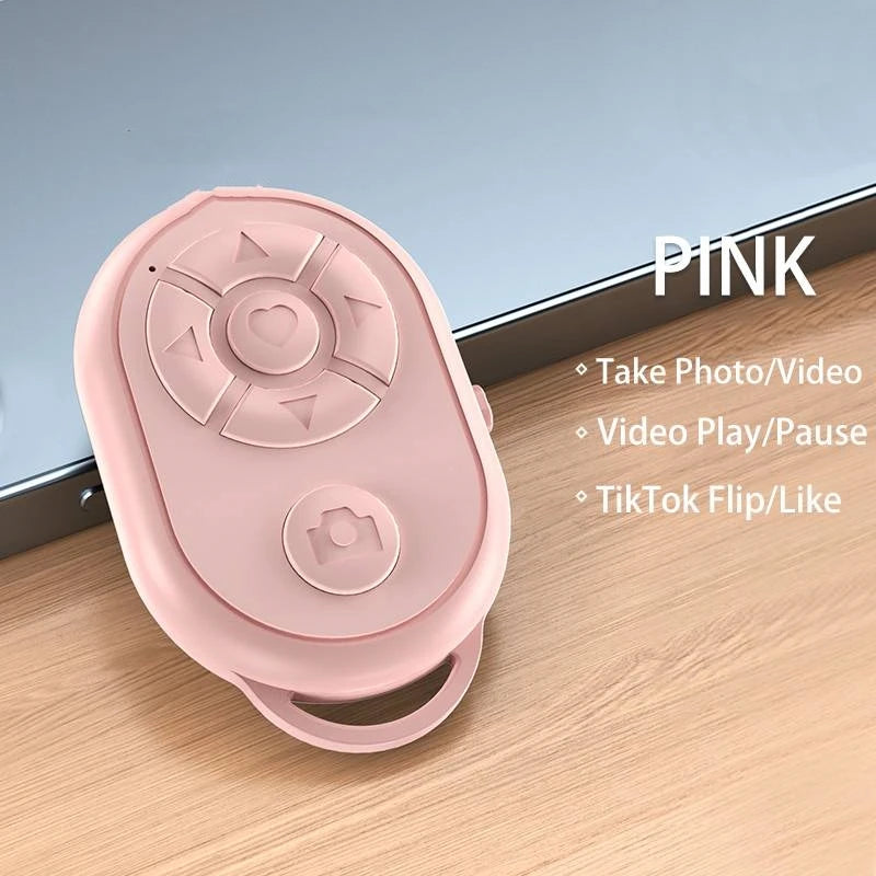 Bluetooth Remote for iPhone Xiaomi Redmi Samsung Mobile Phone Universal Remote Control Selfie Stick Bluetooth Camera Controller Vue Pink