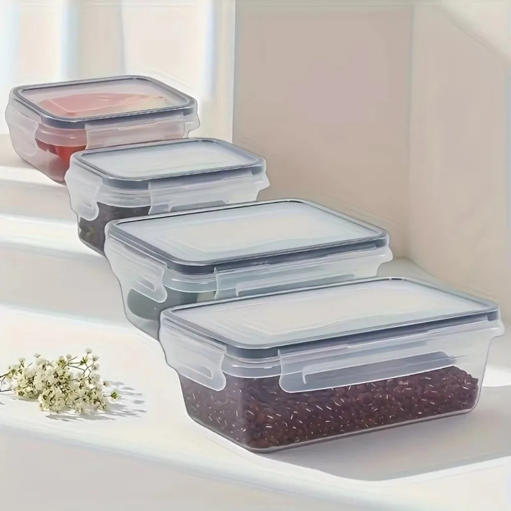 12PCS/SET Plastic Refrigerator Storage Box Transparent Stackable Food Freezer Box Square Odorless Kitchen Storage Container Vue