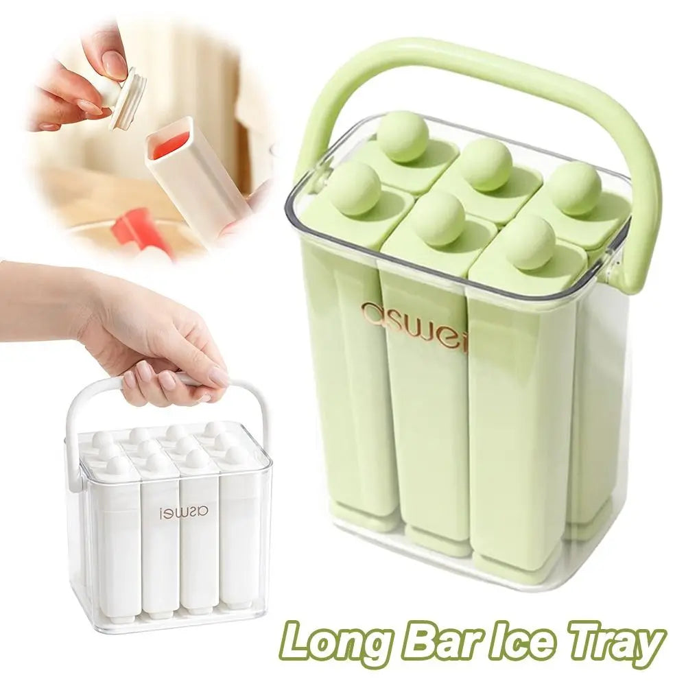 Durable Silicone Old Popsicle Mold Lid Portable Long Bar Ice Tray