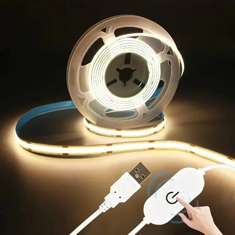 LED COB Diode Tape Light Strip USB Touch Sensor Dimmer Backlight 5V Ribbon DIY High Density Linear Lightings Lamp For Home Decor Vue