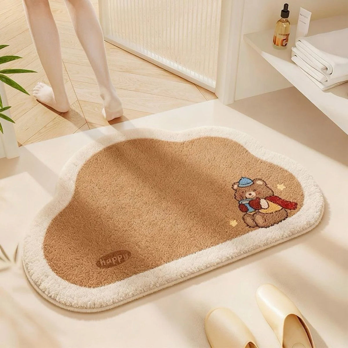 Cartoon Bath Rug Faux Cashmere Entrance Door Home Decor Indoor Doormat Non Slip Cozy Floor Runner For Kids Teens Women Bathroom Vue 80x120cm A6