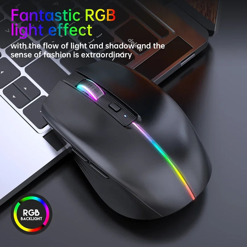 Lenovo Tri-mode Mouse 2.4G Bluetooth 5.1 Rgb Multi-colour Illuminated Type-C Universal Rechargeable Mouse 6-button Silent Mouse Vue