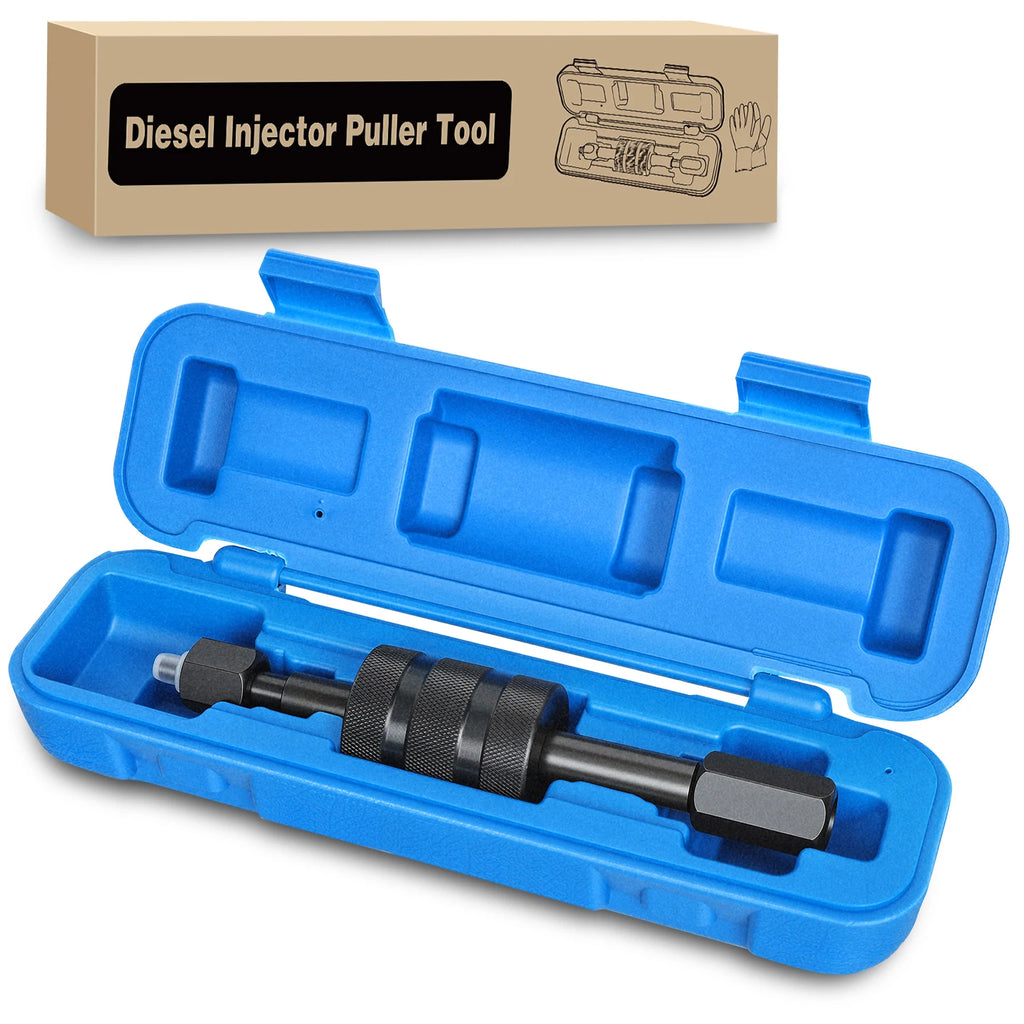 Nilight Diesel Injector Puller Tool with Slide Hammer, Common Rail Fuel Injectors Puller Removal Tool with w M8 M12 M14 Thread Adapter Heavy Duty Injector Remover for Stubborn Diesel Injectors, Blue Vue