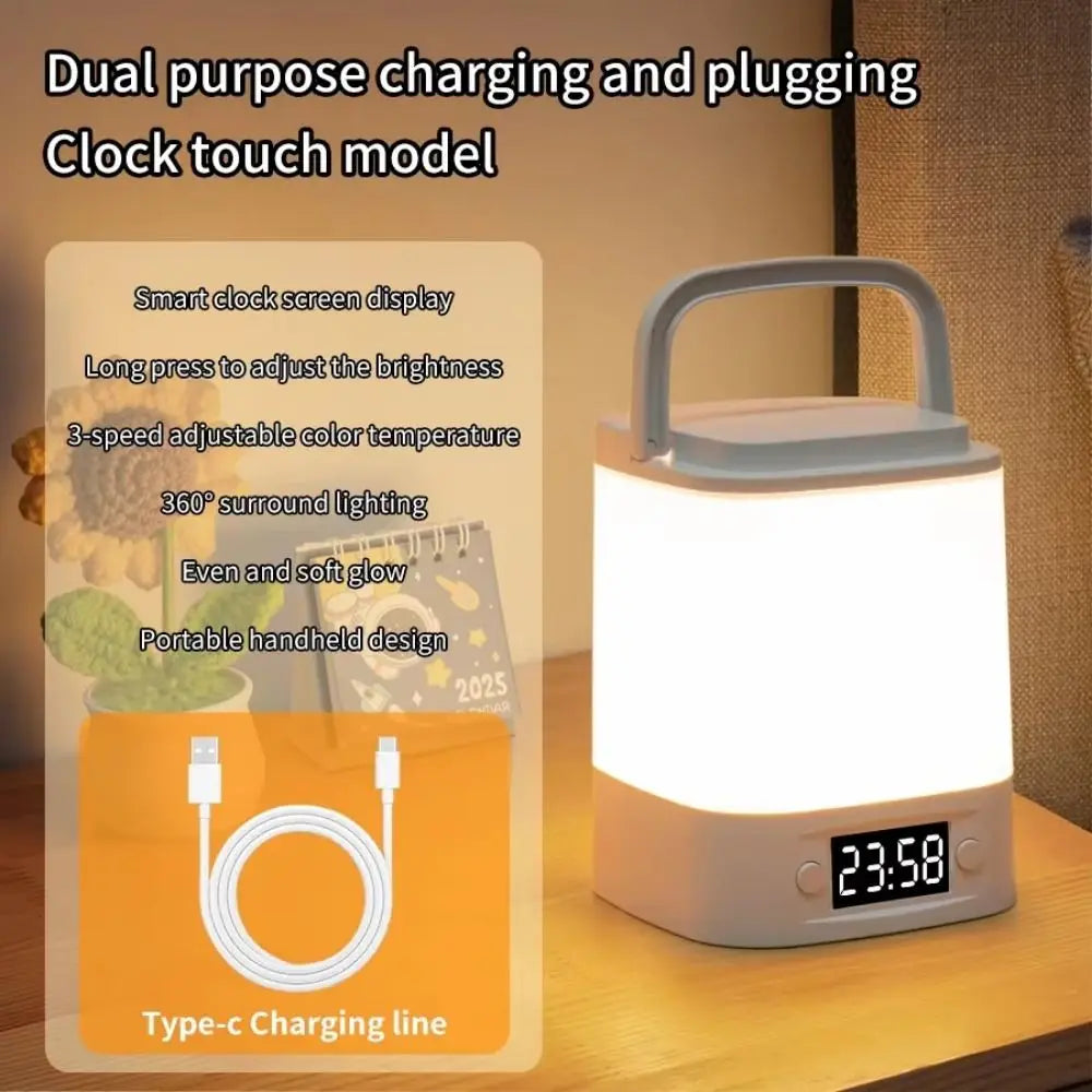 Portable Touch LED Night Light Dimmable Light Touch Sensor Clock Night Light Remote Control Time Display Desk Lamp Vue
