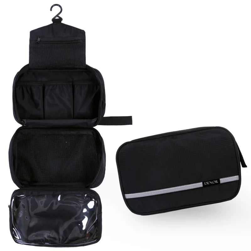 New Hanging Toiletry Bag Travel Toiletry Wash Organizer Kit for Men Women Cosmetics Make Up Sturdy Hanging Hook Shower Bags Vue DL178T3-Black