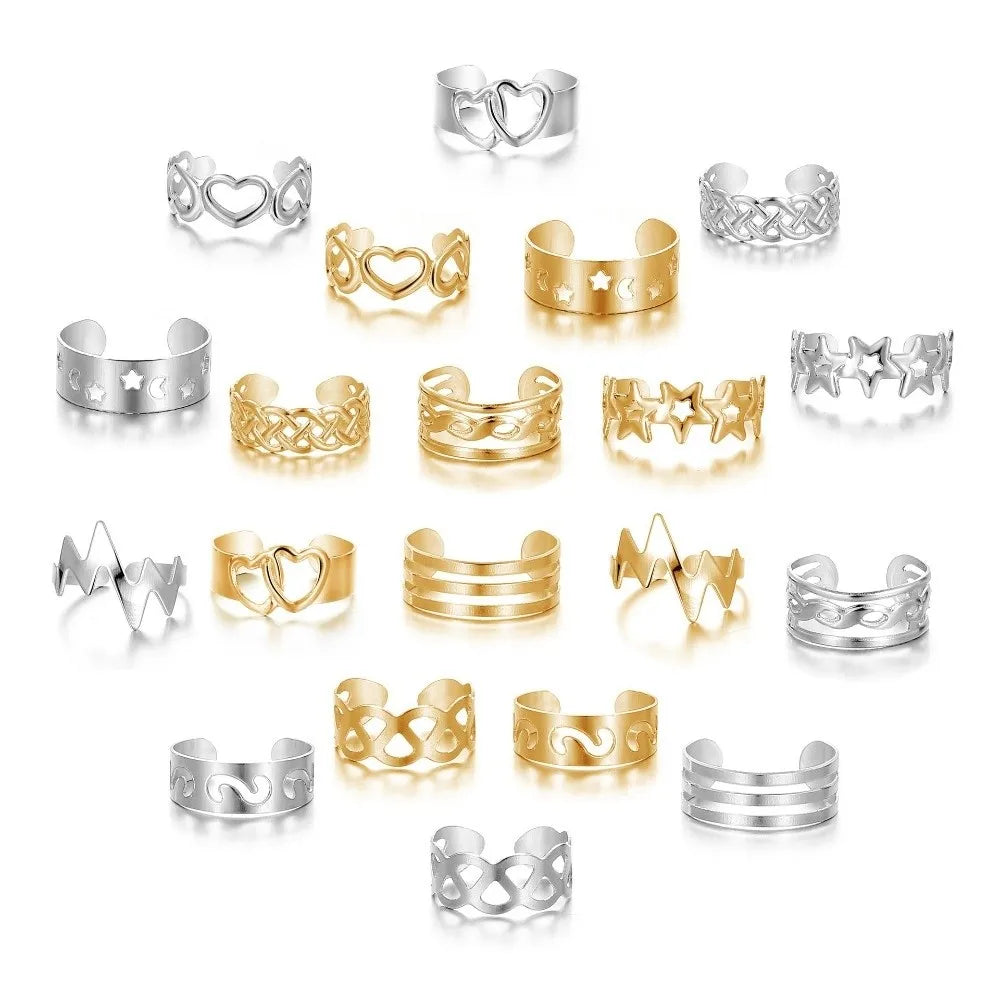 Vintage Toe Rings Silver Gold Alloy Women Foot Different Shapes