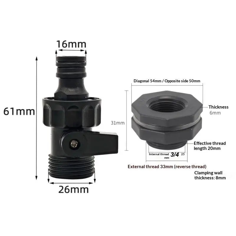 Garden Rainwater Collection Kit 3 4 Inch PVC Rain Bucket Diverter with Valve Fittings and Easy Fit Connector Vue A B