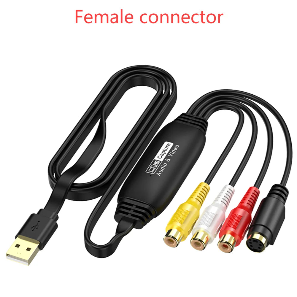 USB Video Capture Card VHS TV DVD VCR Video Audio Converter USB To AV Video Capture Adapter for PC Vue Female connector