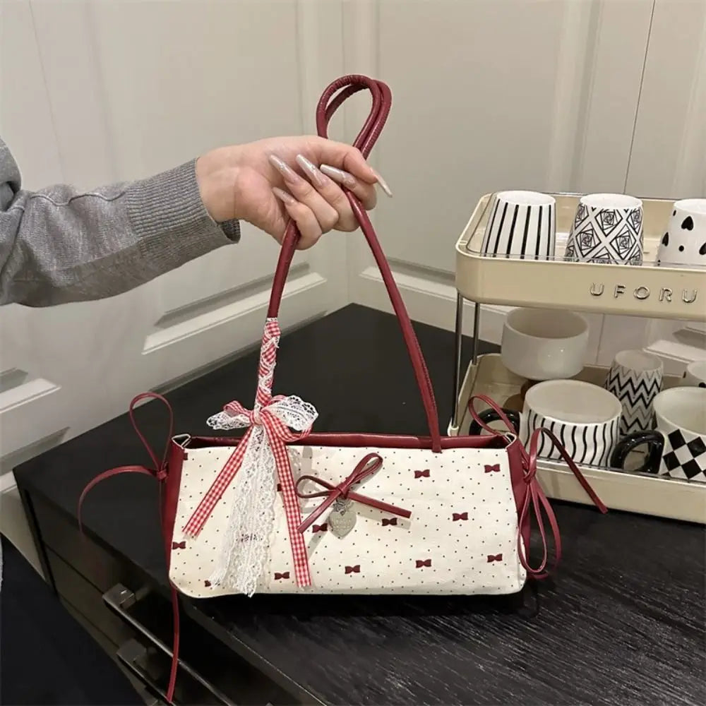 Elegant Korean Bow Decoration Women's Handbag Niche PU Material