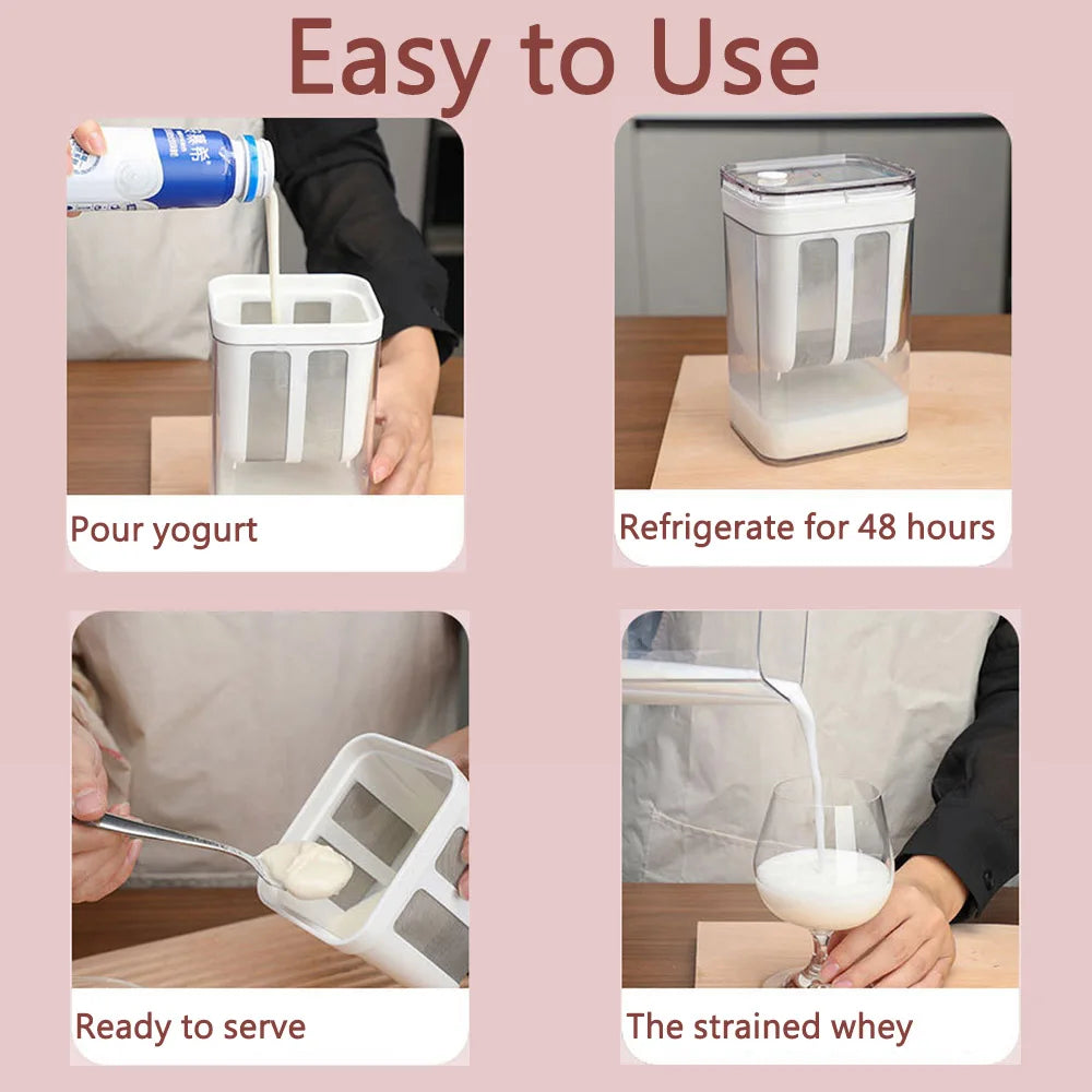 Yogurt Strainer 1100ml Multi Yoghurt Maker Strainer with Fine Mesh Bag and Lid for Thick Greek Yogurt Soybean Milk Soup Coffee Vue