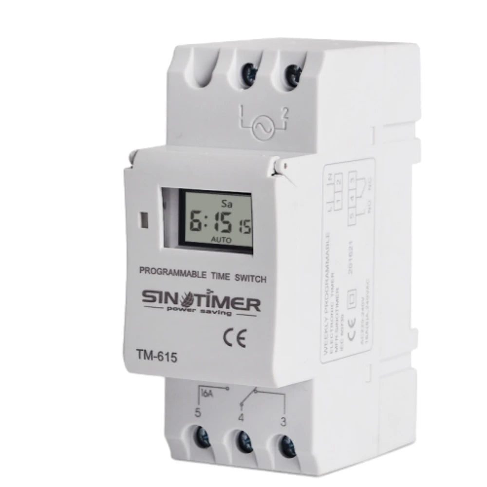 TM615 AC220V Digital 7 Days 24hrs Programmable Timer Switch with 16 ON/OFF Each Day and 15 Groups Intelligent Combination Vue