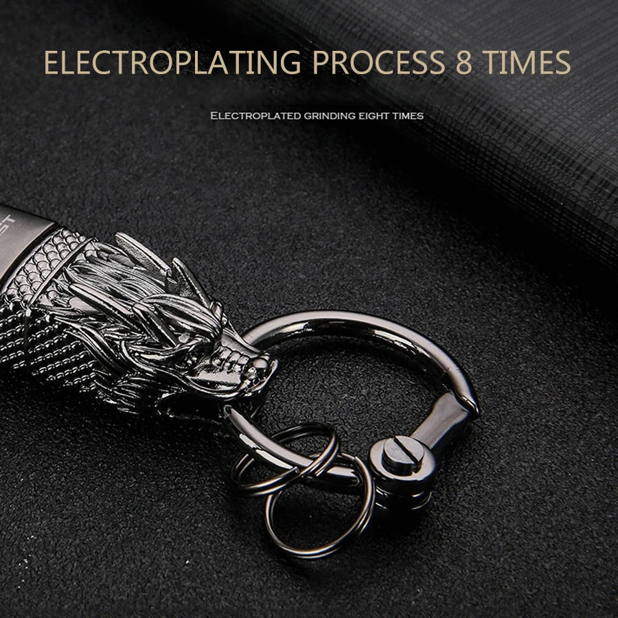 Quality Dragon Head Keychain Luxury Men Women Business Metal Leather Car Key Ring Gift Accessories With Bring in Lucky Wealth Vue