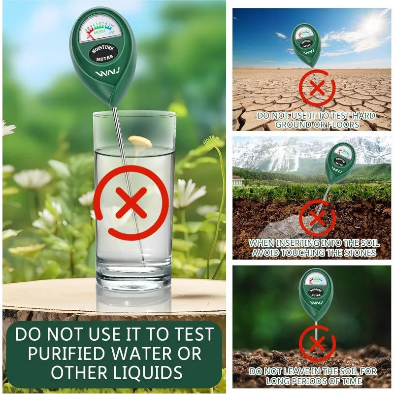Soil Moisture Meter Plant Water Monitor Lawn Moisture Meter Soil Hygrometer Sensor for Gardening Farming Indoor Outdoor Plants Vue