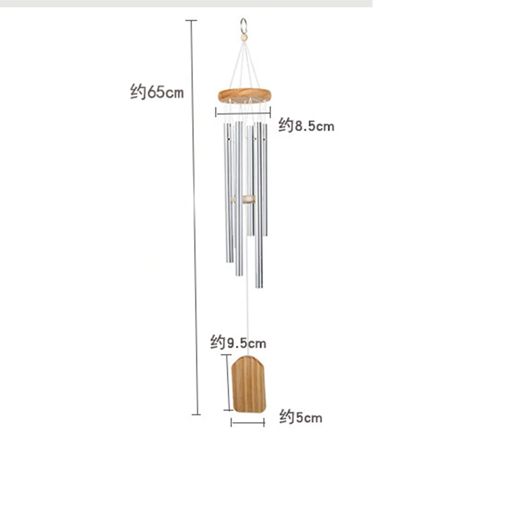 Outdoor Wind Chimes, Wooden Memorial Wind Chime Outdoor Wind Chime, Home Decoration Wind Chimes with 6 Aluminum Tubes & s hook Vue