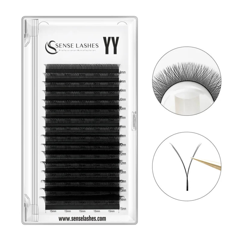 Sense Lashes YY Shape Premade Volume Fan Eyelash Extensions Eyelash Extensions Vue D 0.07mm 15mm