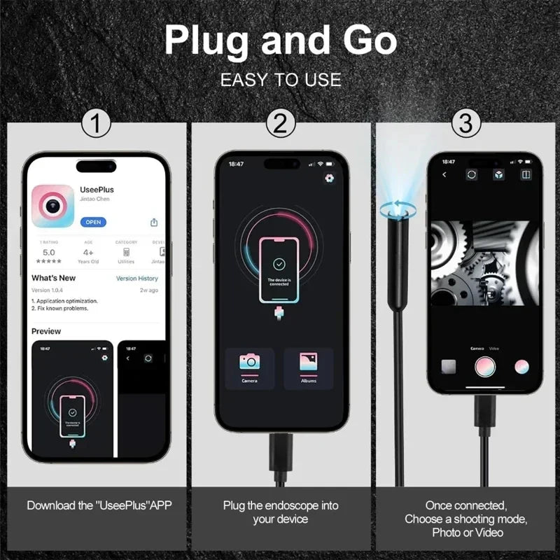360° Articulating 6mm Borescope Camera 1080P HD | iOS & Android Borescope Inspection Camera Vue