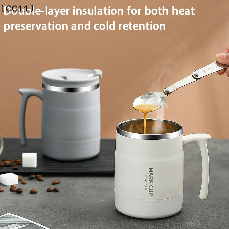 Thermal Coffee Mug Spoon Double Wall Stainless Steel Cold Water