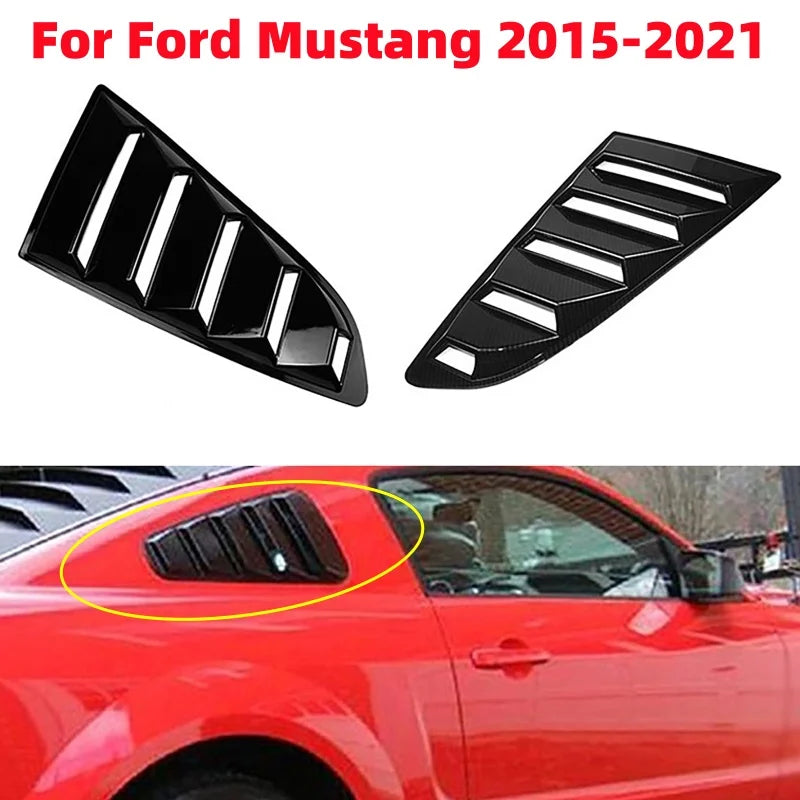 2pcs Car Modified Side Air Outlet Blinds Balck Scoops Spoiler Air Vent Trim Cover For Ford Mustang 2015-2021 Carbon Fiber Vue Default Title