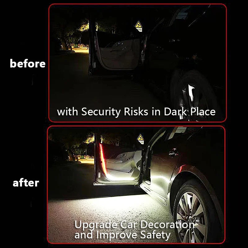 2pcs 120cm Red White LED Car Door Anti-Collision Warning Light Safety Warning Streamer Lamp Strip Decorative Ambient Light Vue