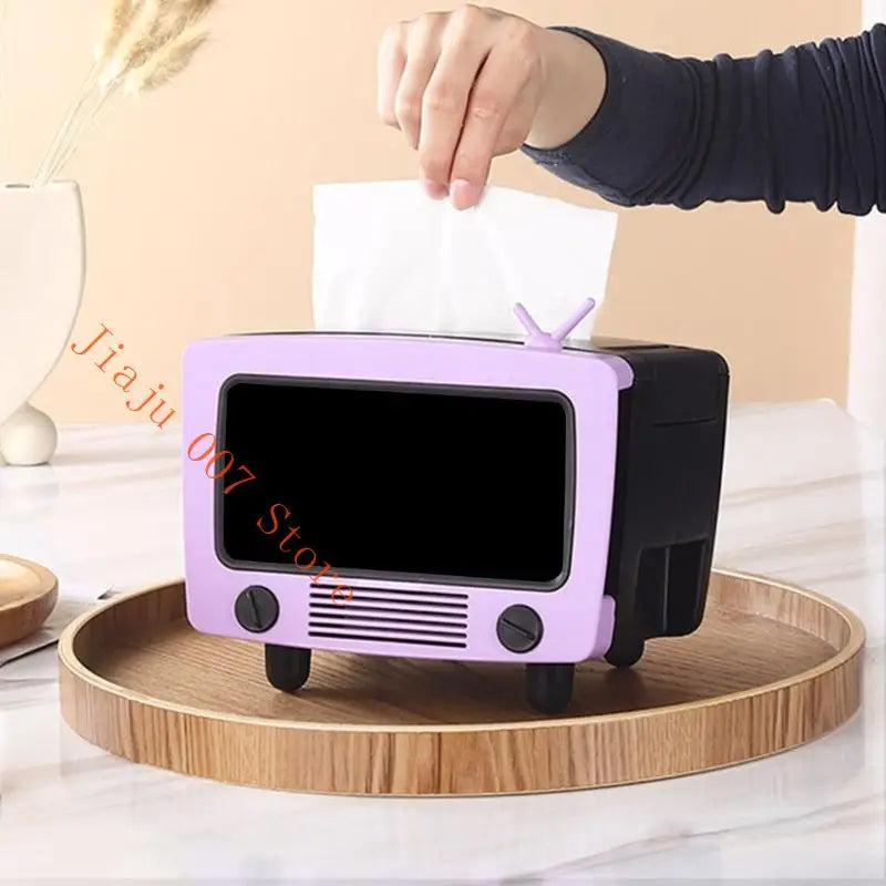 Tissue Box with Phone Stand & Storage – Up to 6.7" Phones Desktop Tissue Organizer Vue