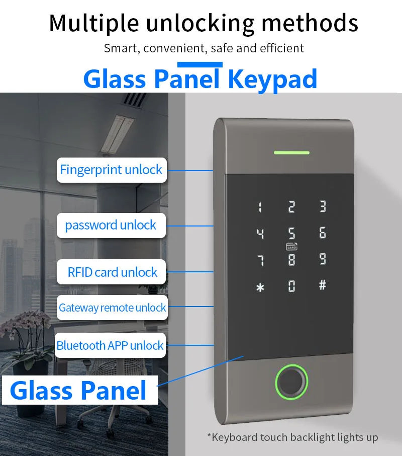Smart Access Control Lock Opener for Home Alexa Assistant Bluetooth NFC TTlock App Biometric Fingerprint Keyless Digital Keypad Vue