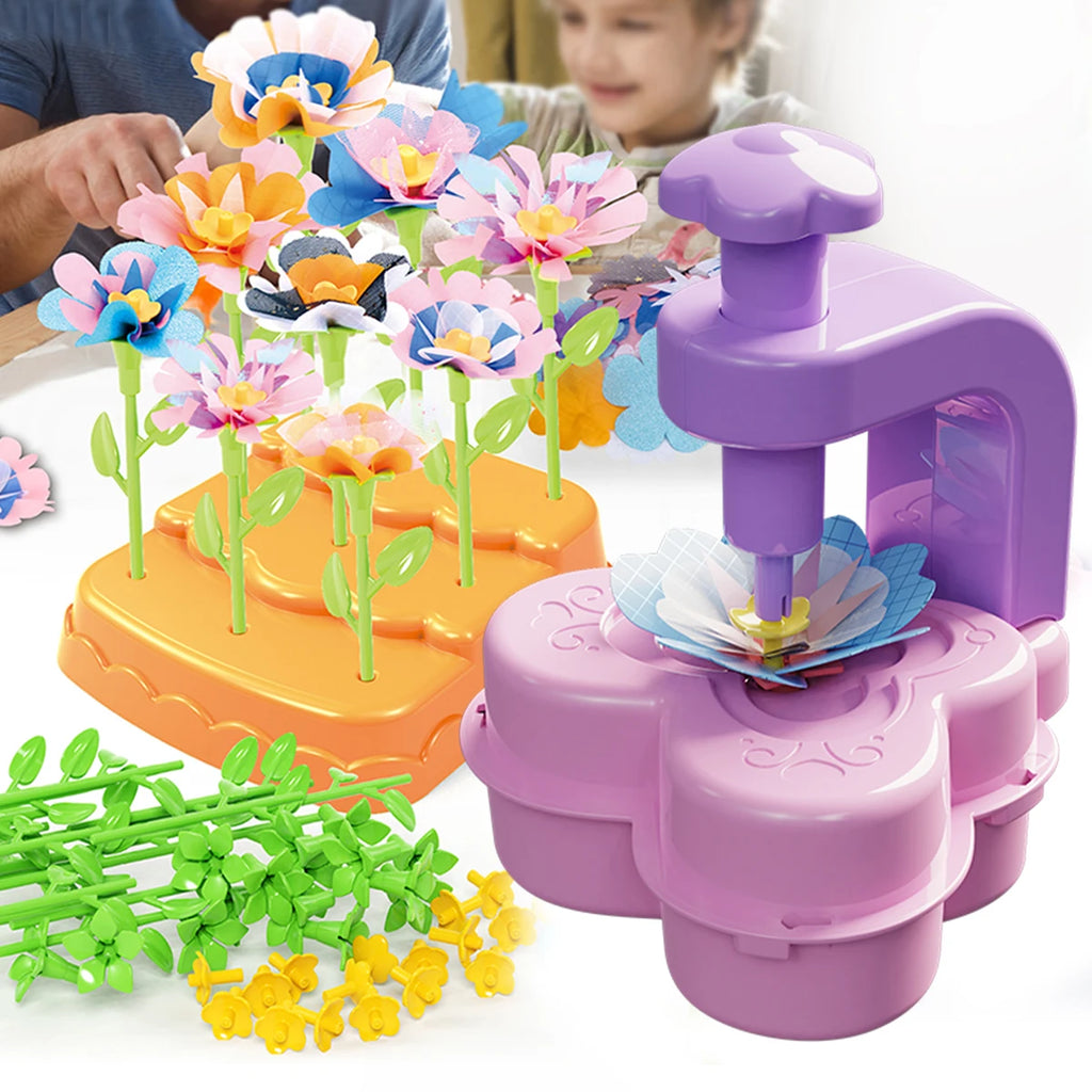 DIY Fabric Flower Bouquets Toys, Flower Bouquets Toy for Girls DIY Flower Make Making Craft Kit Educational Kids Gifts Vue Pink