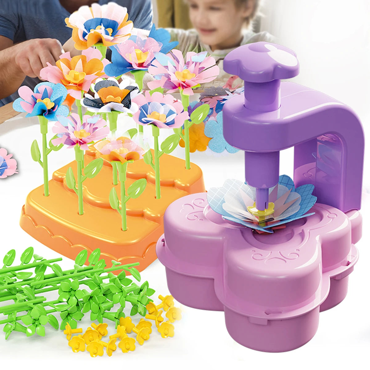 DIY Fabric Flower Bouquets Toys, Flower Bouquets Toy for Girls DIY Flower Make Making Craft Kit Educational Kids Gifts Vue Pink