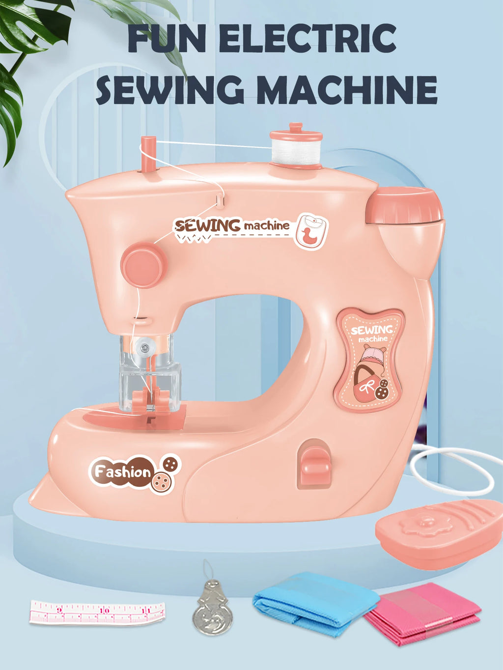 Electric Sewing Machine Toy, Mini Diy Simulation Sewing for Girls Kids 3+ Easy Beginners Toys Play Home Parenting Vue
