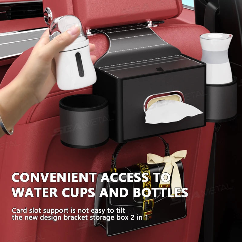 SEAMETAL Car Seat Back Storage Box Multifunctional Cup Holders Phone Stand Tissue Box Hook 5 In 1 Backseat Hanging Organizer Box Vue