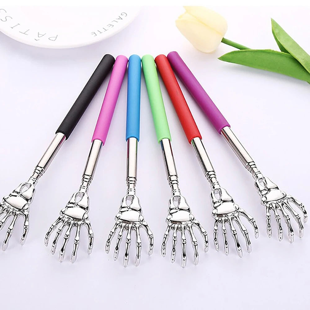 Portable Telescoping Stainless Steel Back Scratcher Rubber Grip Handle Anti-Itch Relief Body Massager Relaxation Xmas Present Vue