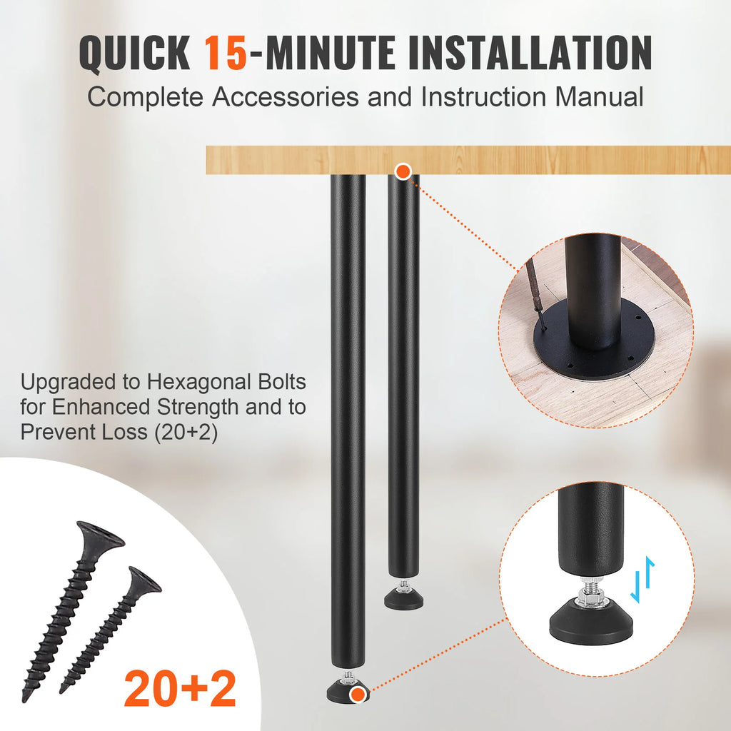Heavy Duty 28" Steel Table Legs Adjustable Foot Cup Set of 4 Furniture Table Legs Vue