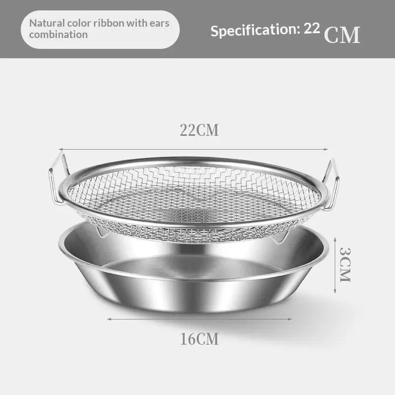 Efficient Cooking Oil Strainer with Double Handles Round Shape for Stainless Steel Durability Vue 22cm