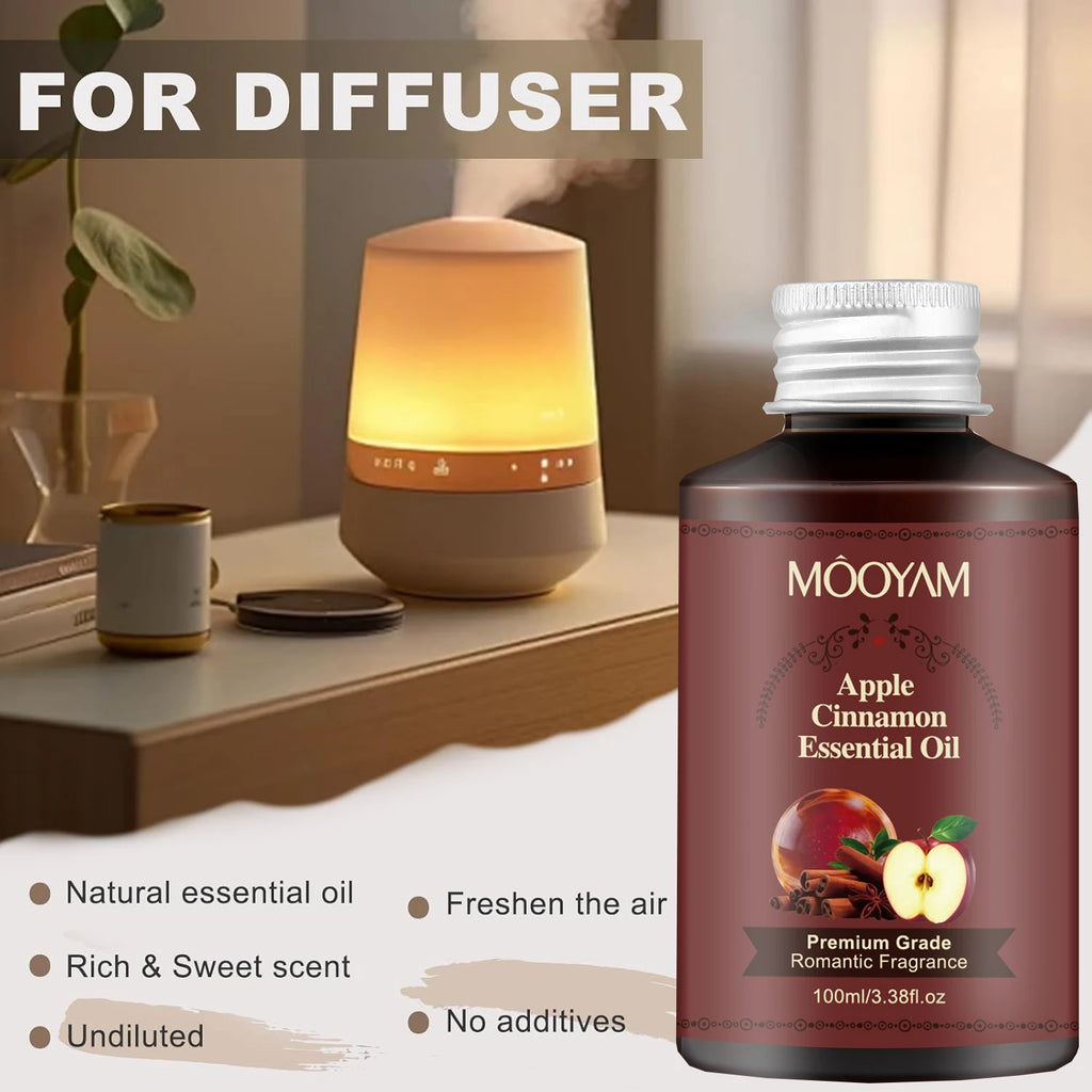 100ml Apple Cinnamon Massage Essential Oil Premium Grade Romatic Fragrance Moisturizing And Hydrating, For Use In Aromatherapy Vue