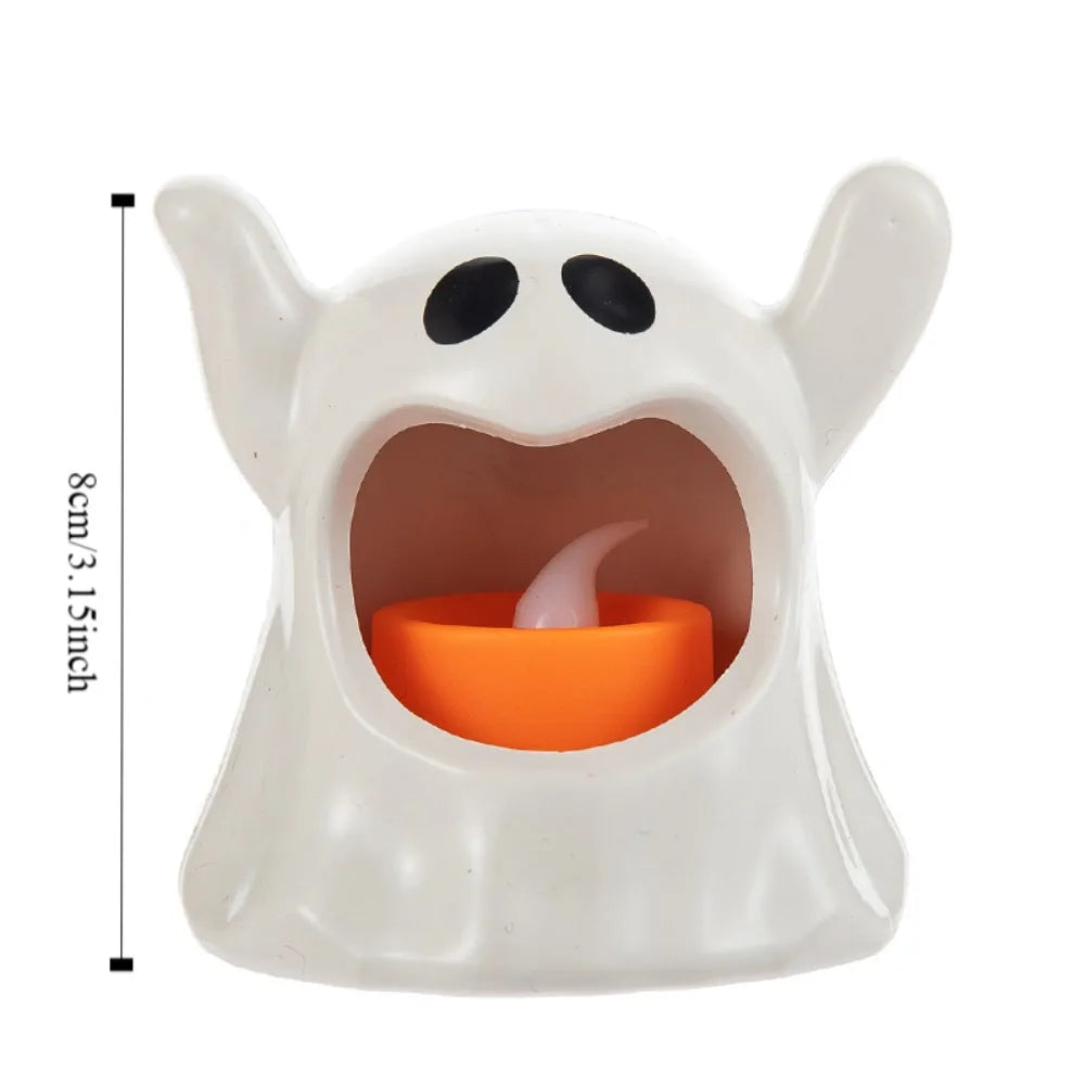 LED Light Halloween Decorations LED Candle Night Lights Portable Halloween Ghost Lamp Flameless Ornaments Halloween Ghost Candle Vue