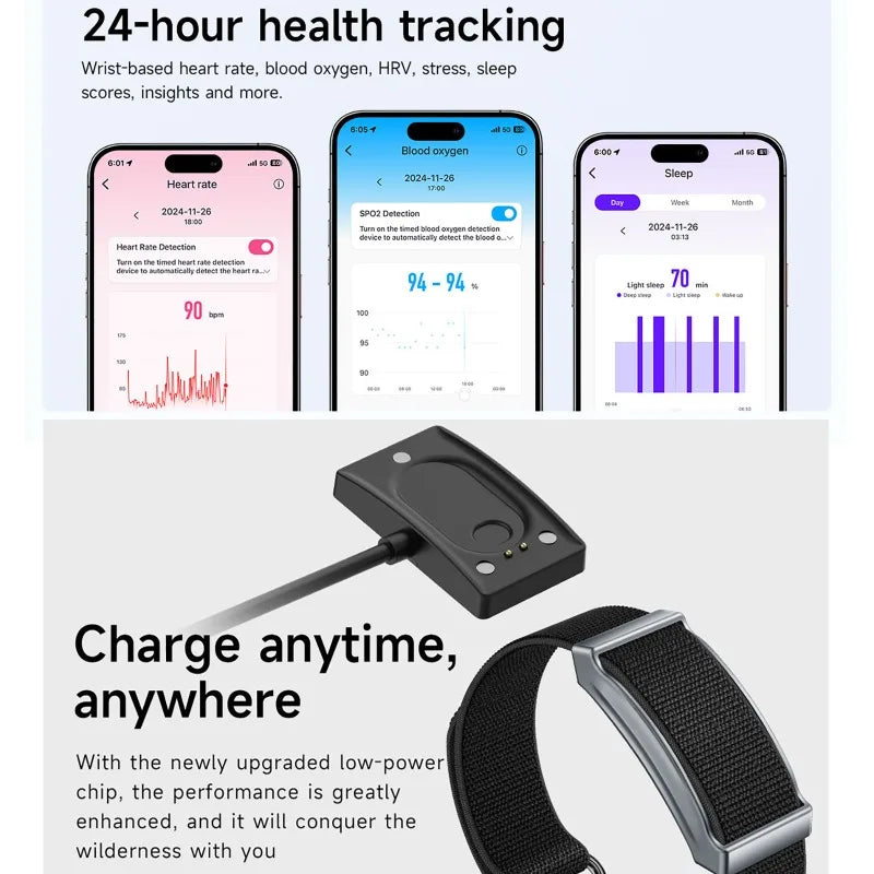 Health Smart Bracelet for Couples Heart Rate Monitor Activity Fitness Tracker Men Women Sports Waterproof Wristbands NO Screen Vue