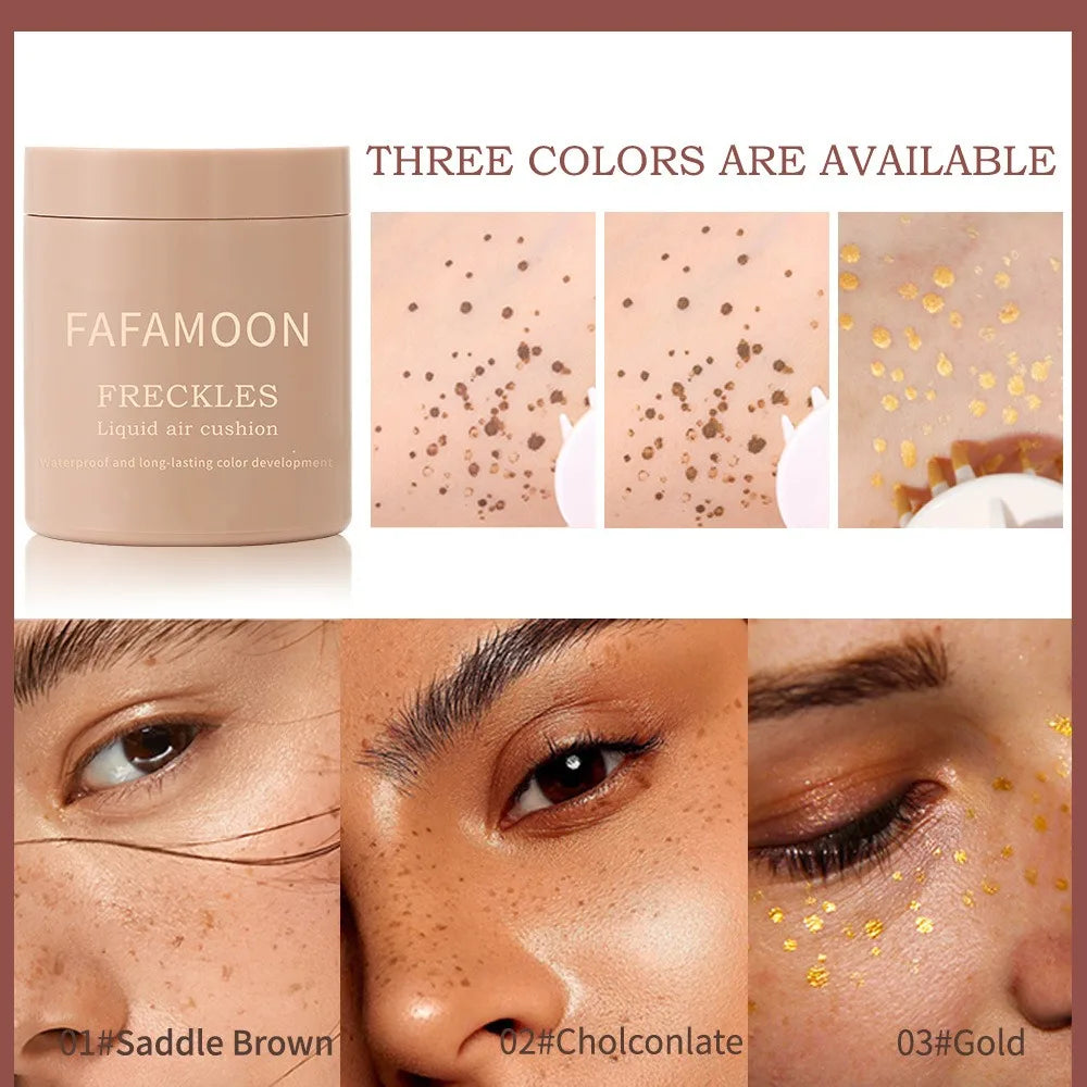 Gold Brown Natural Freckles Stamp Air Cushion Kit Simulation Fake Spot Freckle Liquid Powder Waterproof Long Lasting Makeup Vue