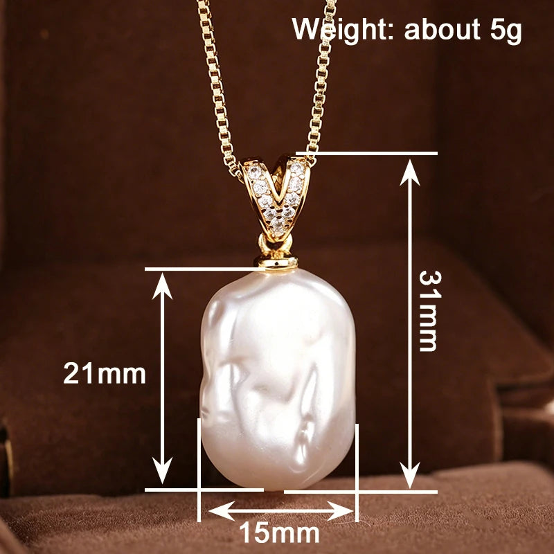 Huitan Gold Simulated Pearl Pendant Necklace | Wedding Jewelry Pearl Pendant Necklace Vue