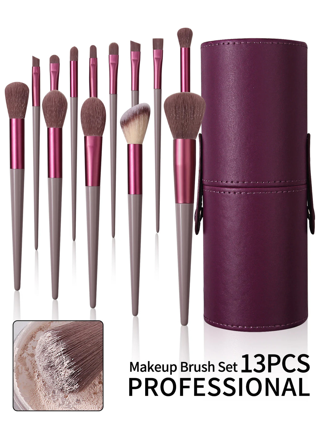 13PCS Professional Makeup Brushes Set Soft Fluffy Foundation Eyeshadow Concealer Blending Blush Brush Kabuki Women Beauty Tool Vue with box