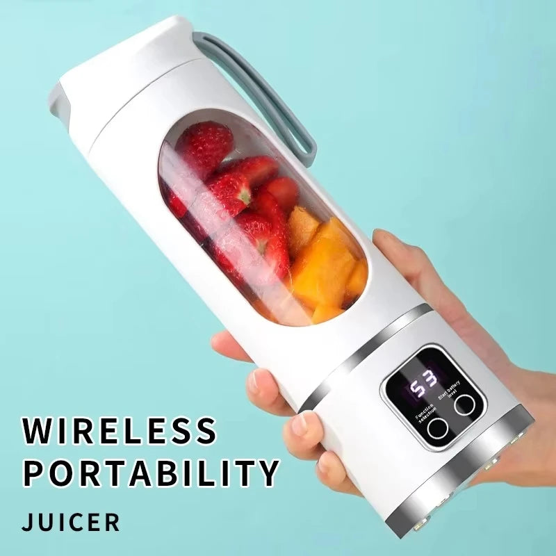 12 Blades Portable Fruit Juicer 450ml Capacity 3 Gears USB Rechargeable Blender Ice Crusher Vue