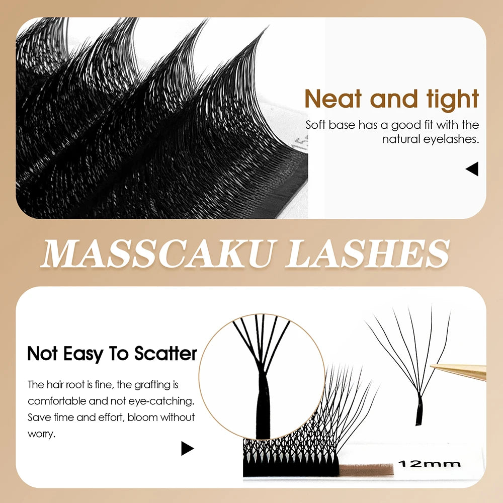 Customized Private Logo Fast Grafting Multi-texture Premade Volume Fans Eyelash 0.07mm Easy Fanning W Clover Lashes Makeup Tools Vue