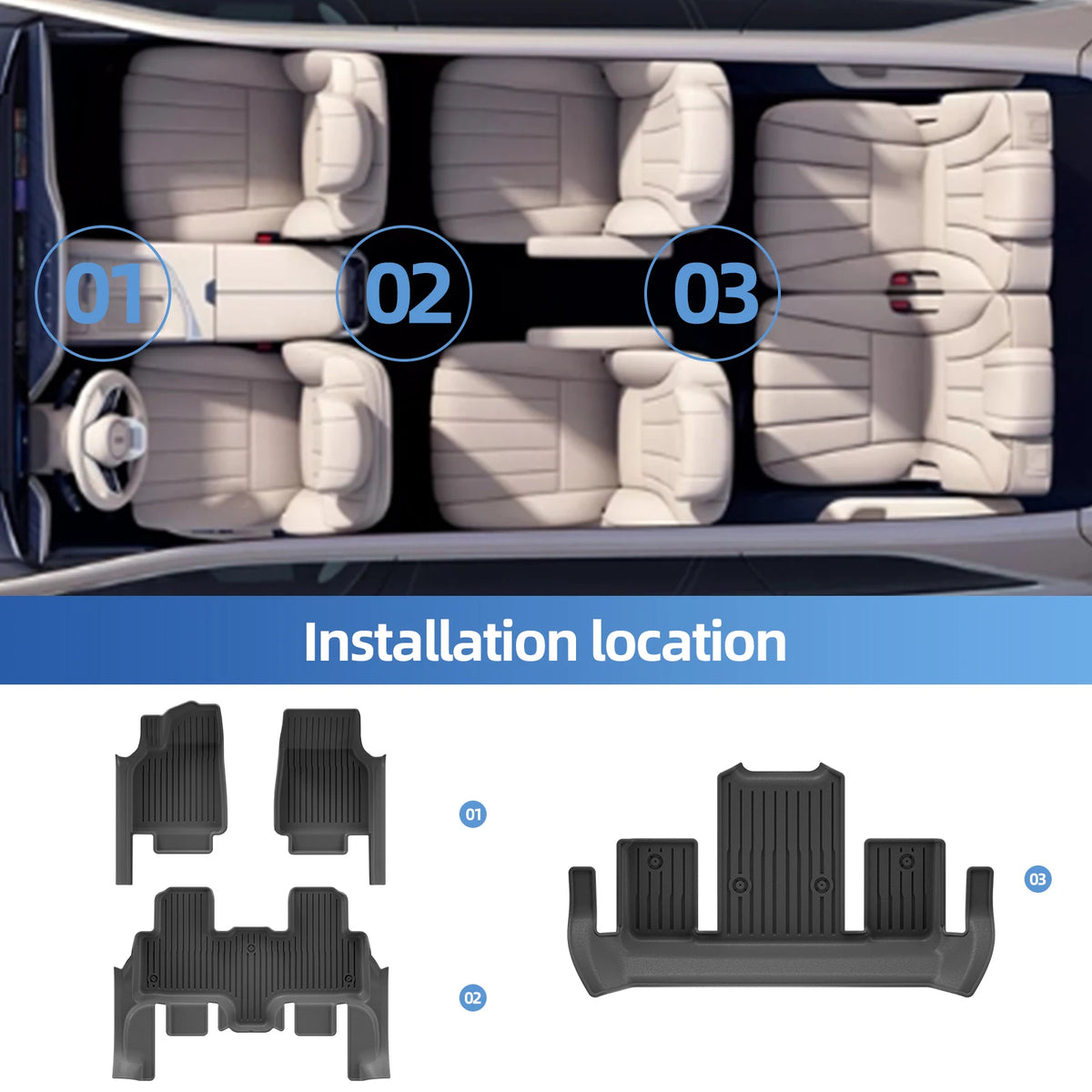 Smabee Left Hand Drive for Tesla Model YL 2025 2026 Car Floor Mats TPE With Door Sill Protective Cover All Weather Accessories Vue