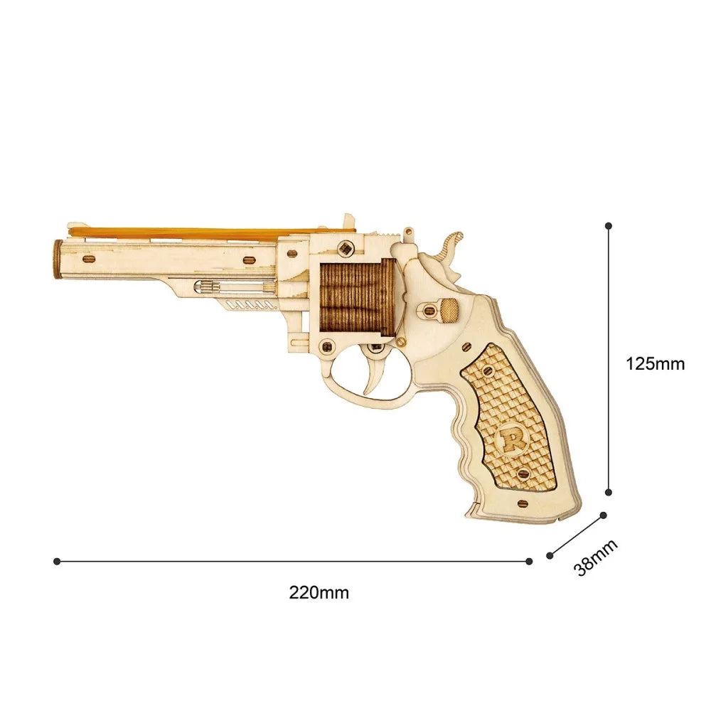 Revolver Building Block Toy DIY Handmade Wooden Puzzle Assembly Model Educational Toys Simulation Model Vue