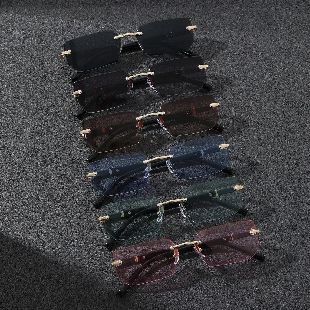 Rimless Rectangle Sunglasses UV400 Mirror Lenses | Unisex Fashion Sunglasses Vue